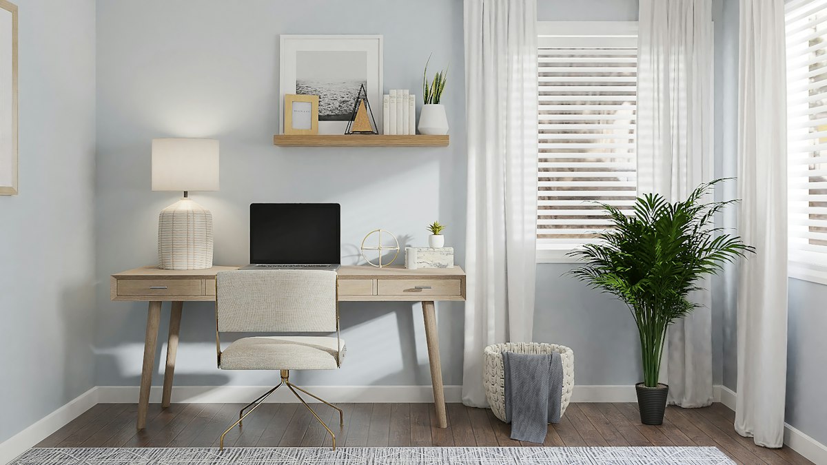 Modern minimalist desk with monitor arm and cable management